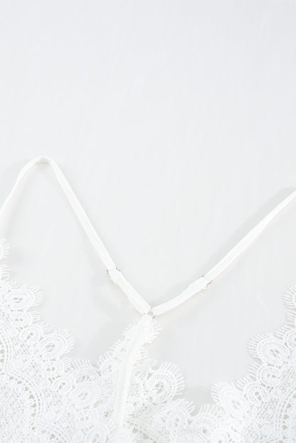 Ivory Flowy V Neck Spaghetti Strap Lace Camisole