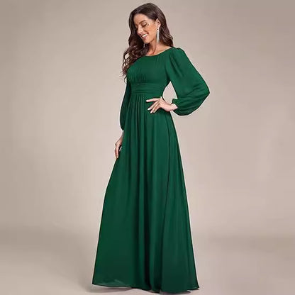 Robe de soirée longue en mousseline de soie pour femme