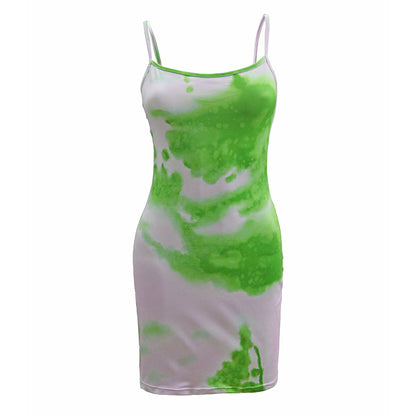 Women's Sexy Tie-dye Sling Stretch Dress Women