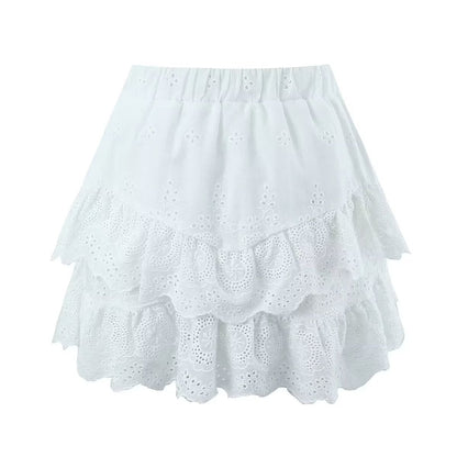 French Style Pure White Lace Skirt