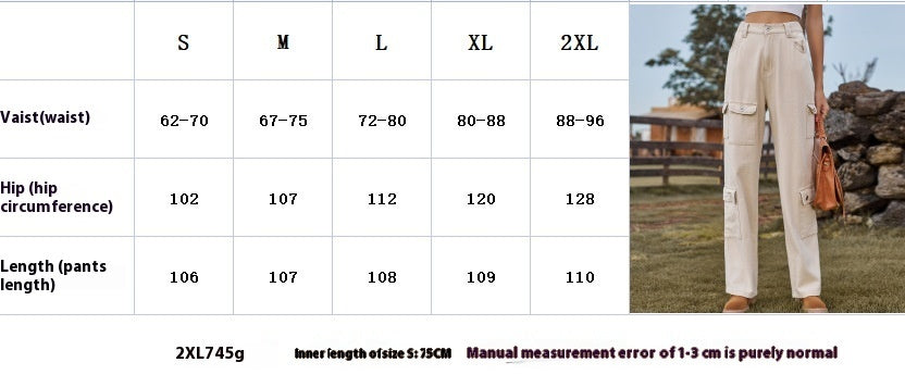 American Washed Semi-elastic Design Personality Denim Workwear Casual Pants