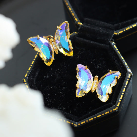 Pendientes de mariposa chapados en oro