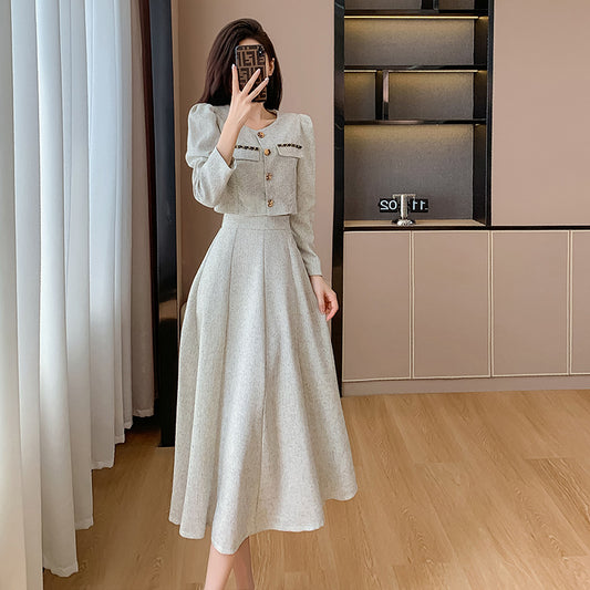 Women's Spring Fashion Short Coat Skirt Two-piece Suit