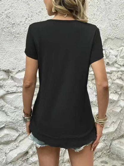 Blusa de manga corta con cuello en V