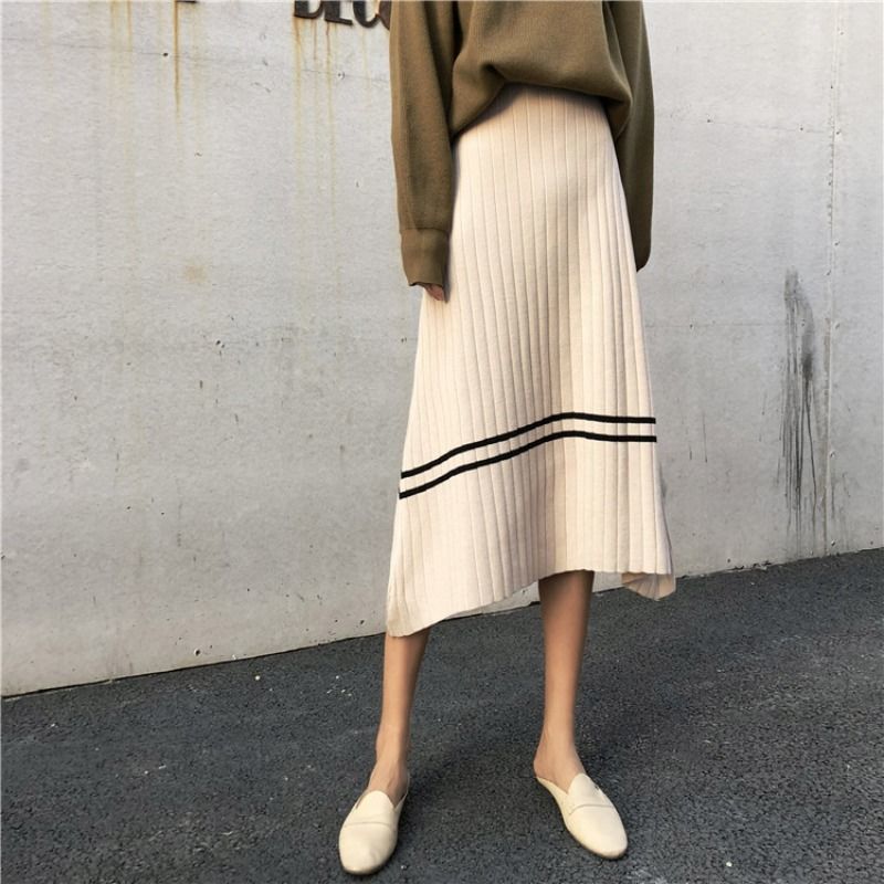 Wool Not Split Straight Knitted Dress