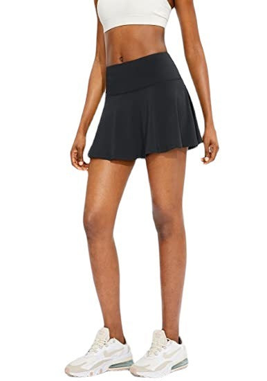 Anti-exposure Fitness Yoga Pleated Skirt Sports Casual Dance Back Waist Pocket Tennis Skirt