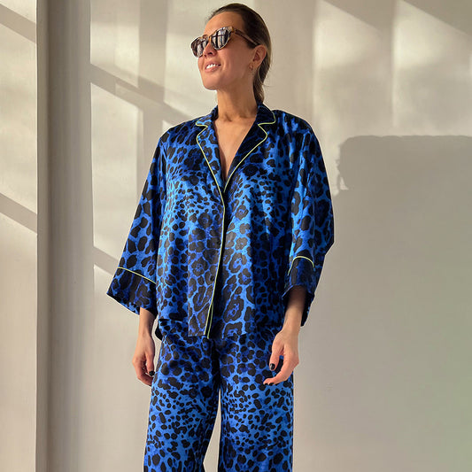 Fashion Leopard Print Pajamas Suit Women