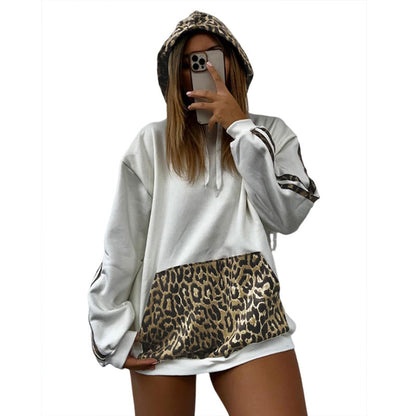 Commuter Hooded Leopard Print Multicolor Hoodie Women