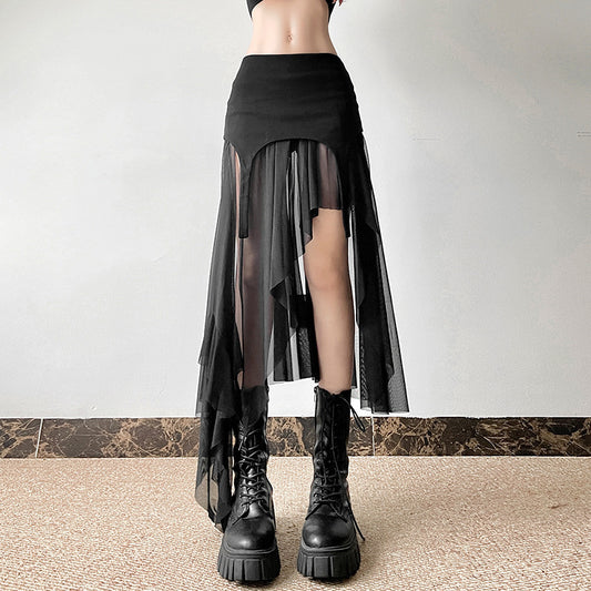 Women's Solid Color Slim-fit Street Fashion High Waist Irregular Skirt