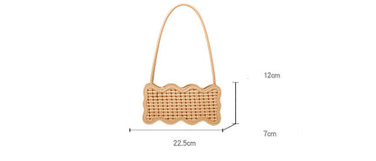 Petit sac à main tissé à une épaule à motif ondulé pour femme