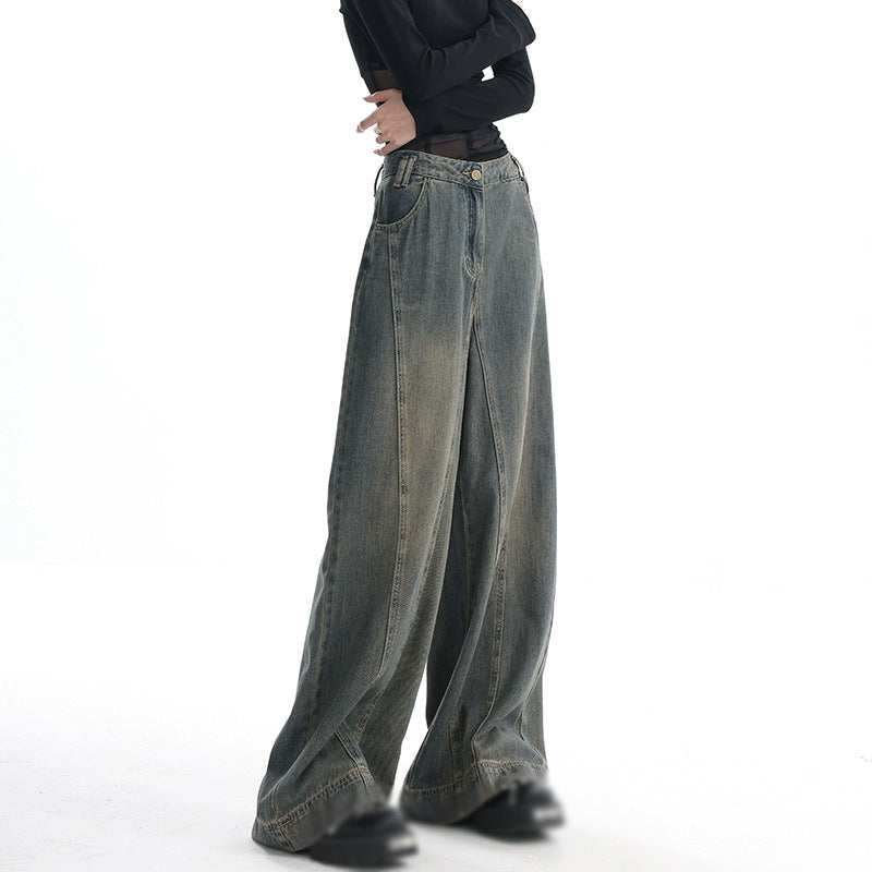 Women's Vintage Washed Wide-leg Jeans