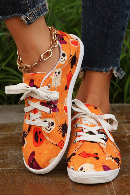 Zapatillas de deporte naranja rojizo Halloween Ghouls &amp; Pumpkin