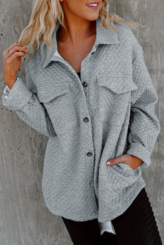 Chaqueta con botones y bolsillo con solapa acolchada retro gris