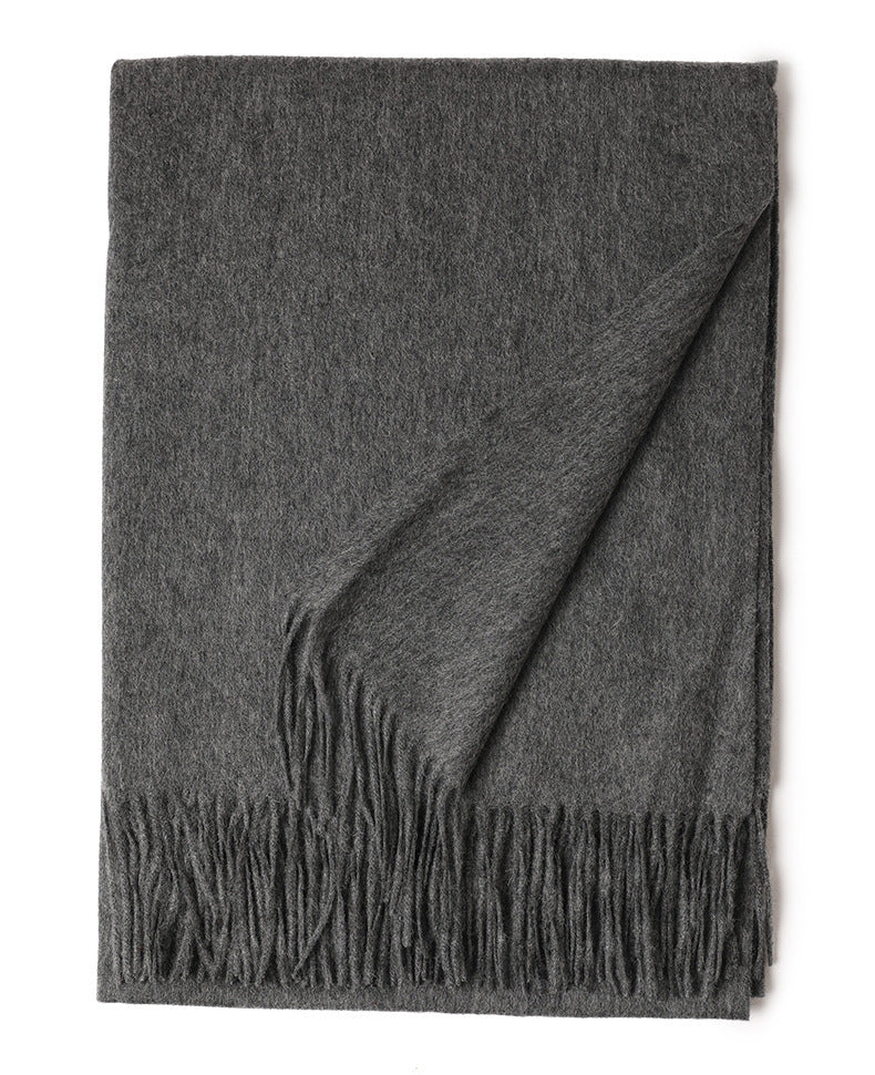 New Solid Color Wool Long Beard Warm Tassel Scarf Thick