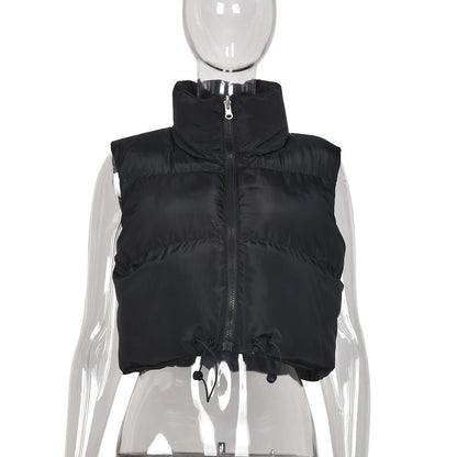 Women's Contrast Color Double-sided Zipper Vest Warm Jacket