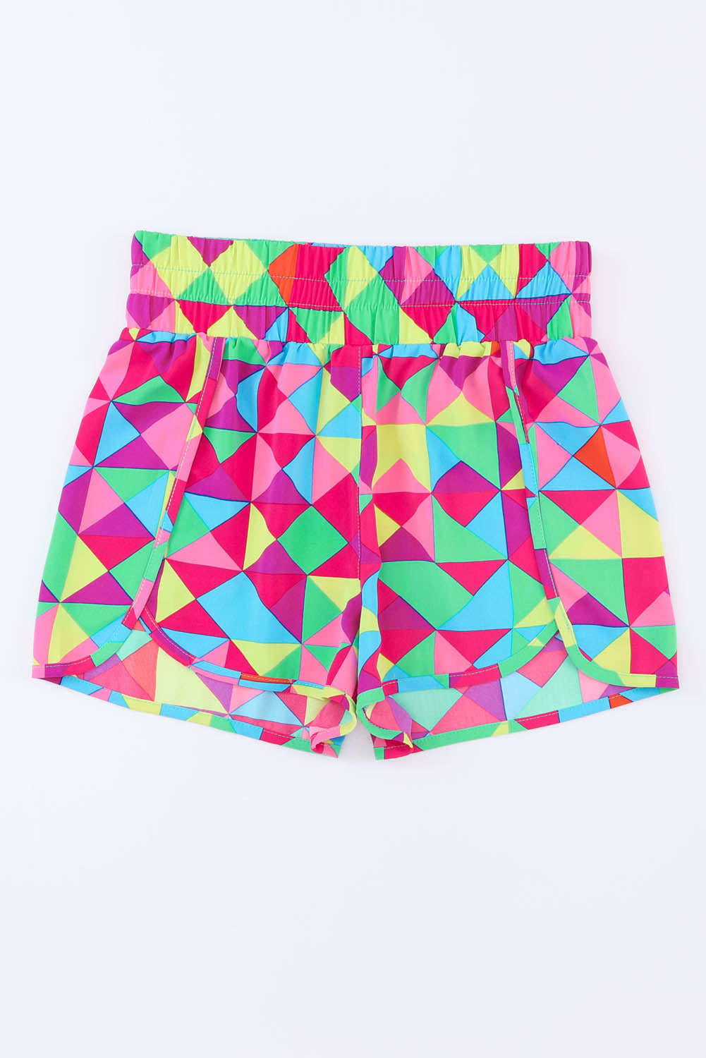 Short à taille élastique en blocs de couleurs