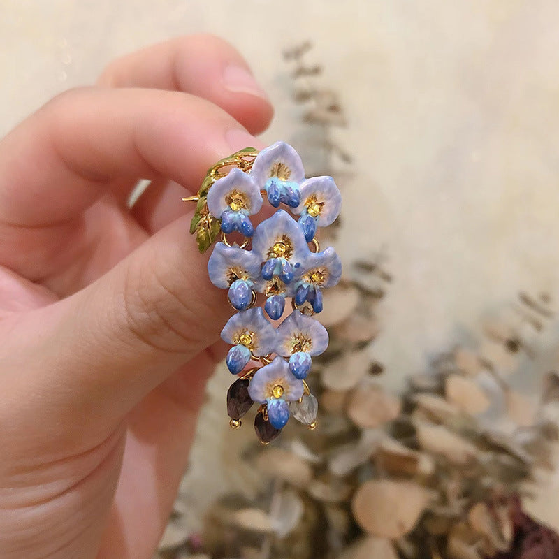 Wisteria Flower Ear Stud Necklace Special Interest Light Luxury Accessories