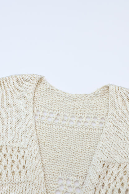 Apricot Casual Hollowed Knit Dolman Sleeve Cardigan