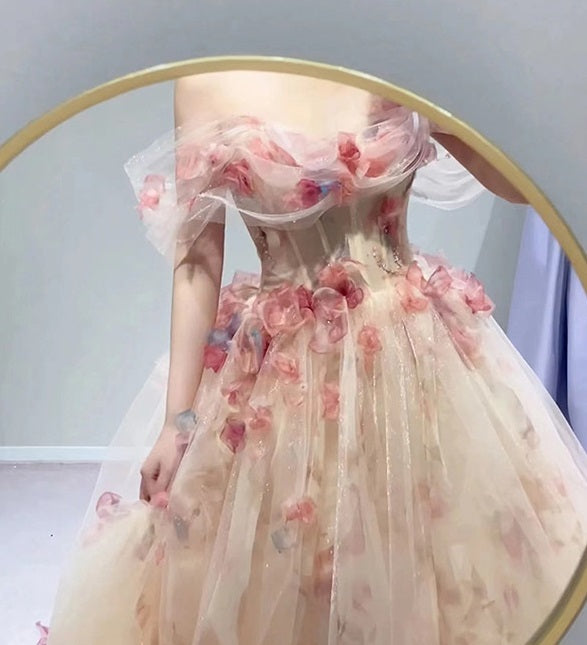 Robe rose à épaules dénudées pour femmes, nouvelle robe de mariée légère