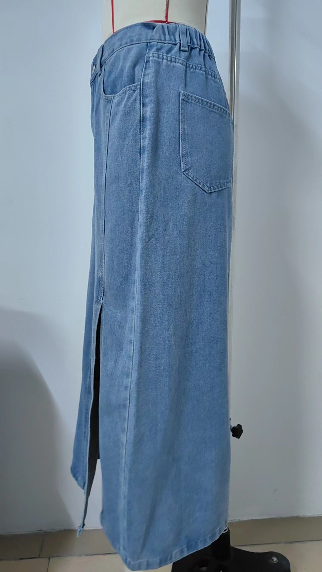 Women's Summer Washed Denim Elastic Waist Denim Skirt