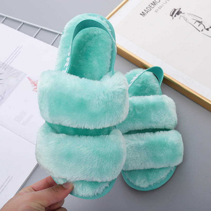 Pantuflas con punta abierta de piel sintética