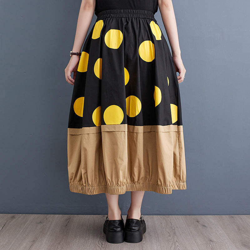 Women's Printed Loose Stitching Skirt