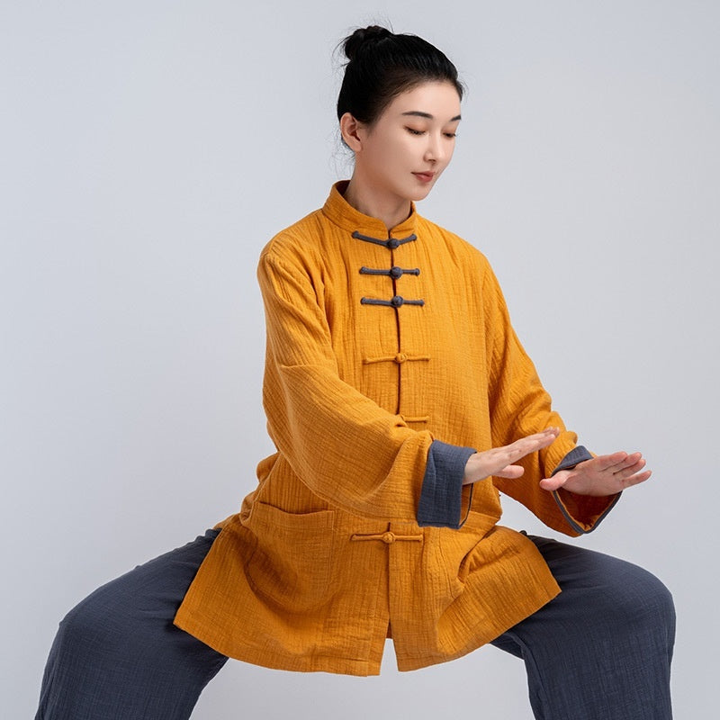 Traje de ropa de práctica de Tai Chi de lino y algodón para mujer