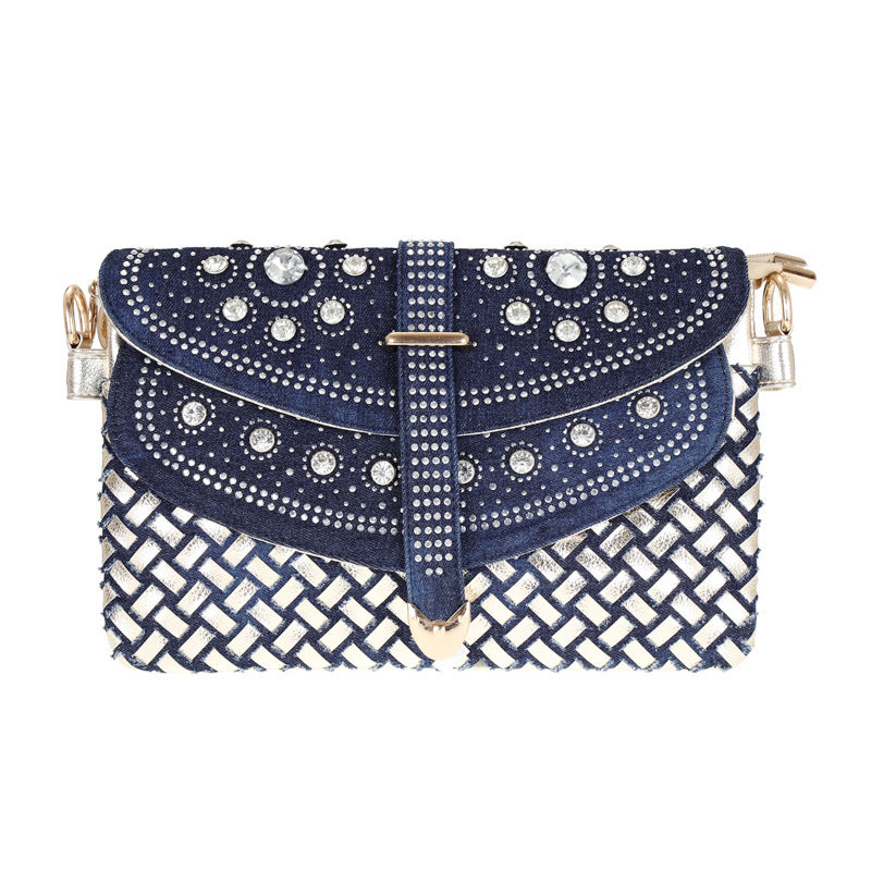 Bolso bandolera Diamond Denim con un solo hombro