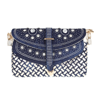 Bolso bandolera Diamond Denim con un solo hombro