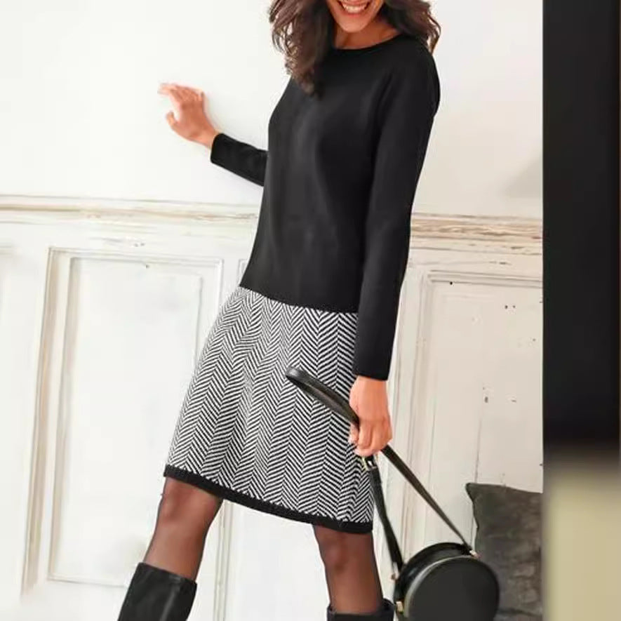 Women's Fashion Houndstooth Slim Base Dress