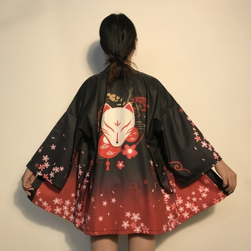 Été femmes Harajuku impression numérique Kimono manteau manteau Cardigan