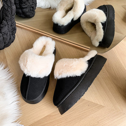 Furry Chunky Platform Slippers