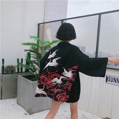 Été femmes Harajuku impression numérique Kimono manteau manteau Cardigan