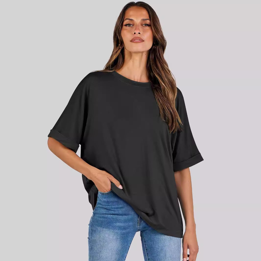 Pull ample à manches courtes pour femme