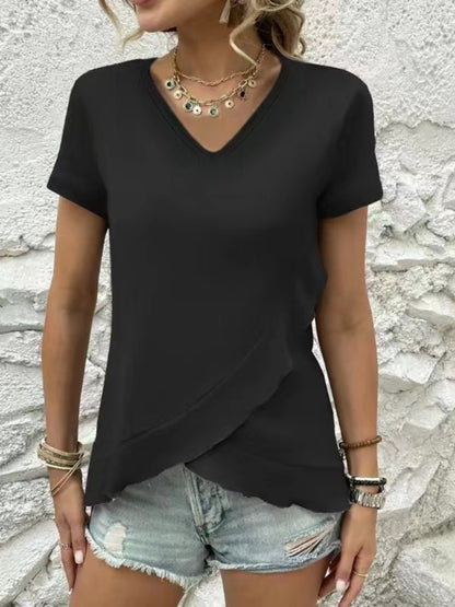 Blusa de manga corta con cuello en V