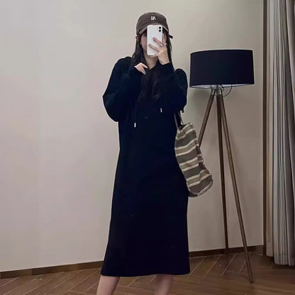 Fashion Loose Cool Hooded Sweater Dress Women