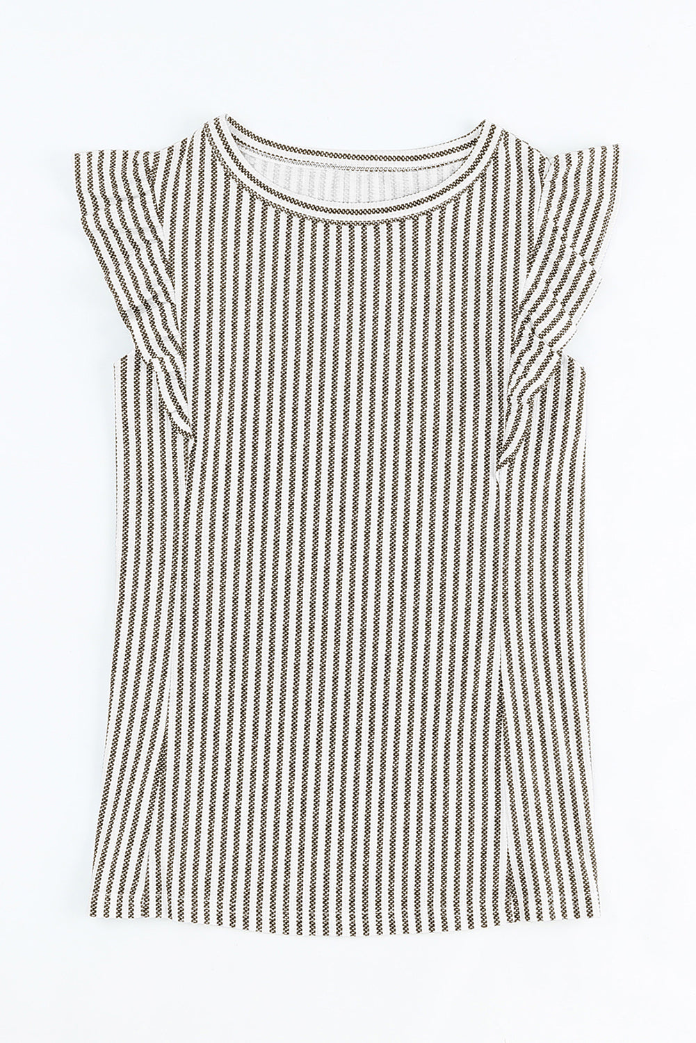 Top de verano con volantes y estampado de rayas casual gris