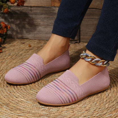 Women's Casual Flying Knit Flat Sole Single Shoes