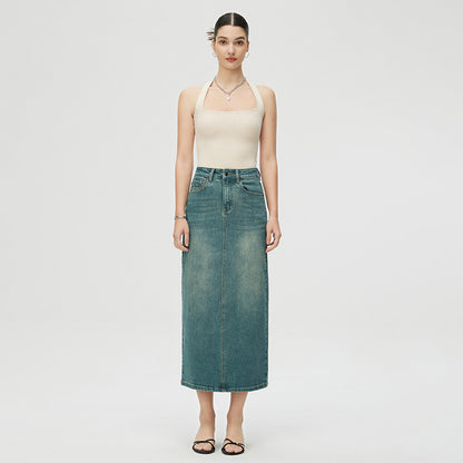 Women's Fashion Retro Slit Denim Skirt