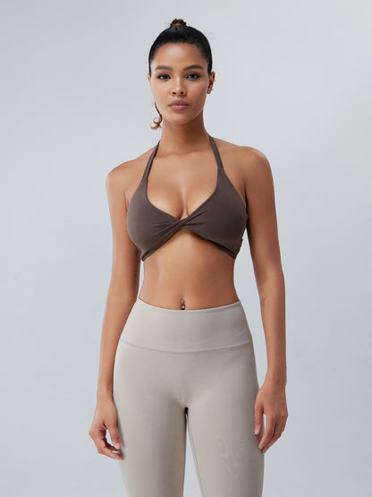 Soutien-gorge actif torsadé à col licou