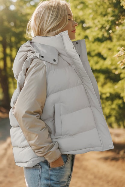 Manteau gilet à capuche zippé avec poches