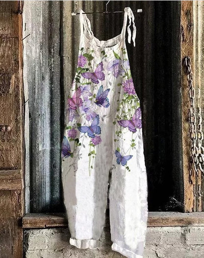 Women's Vintage Print Jumpsuit Sling