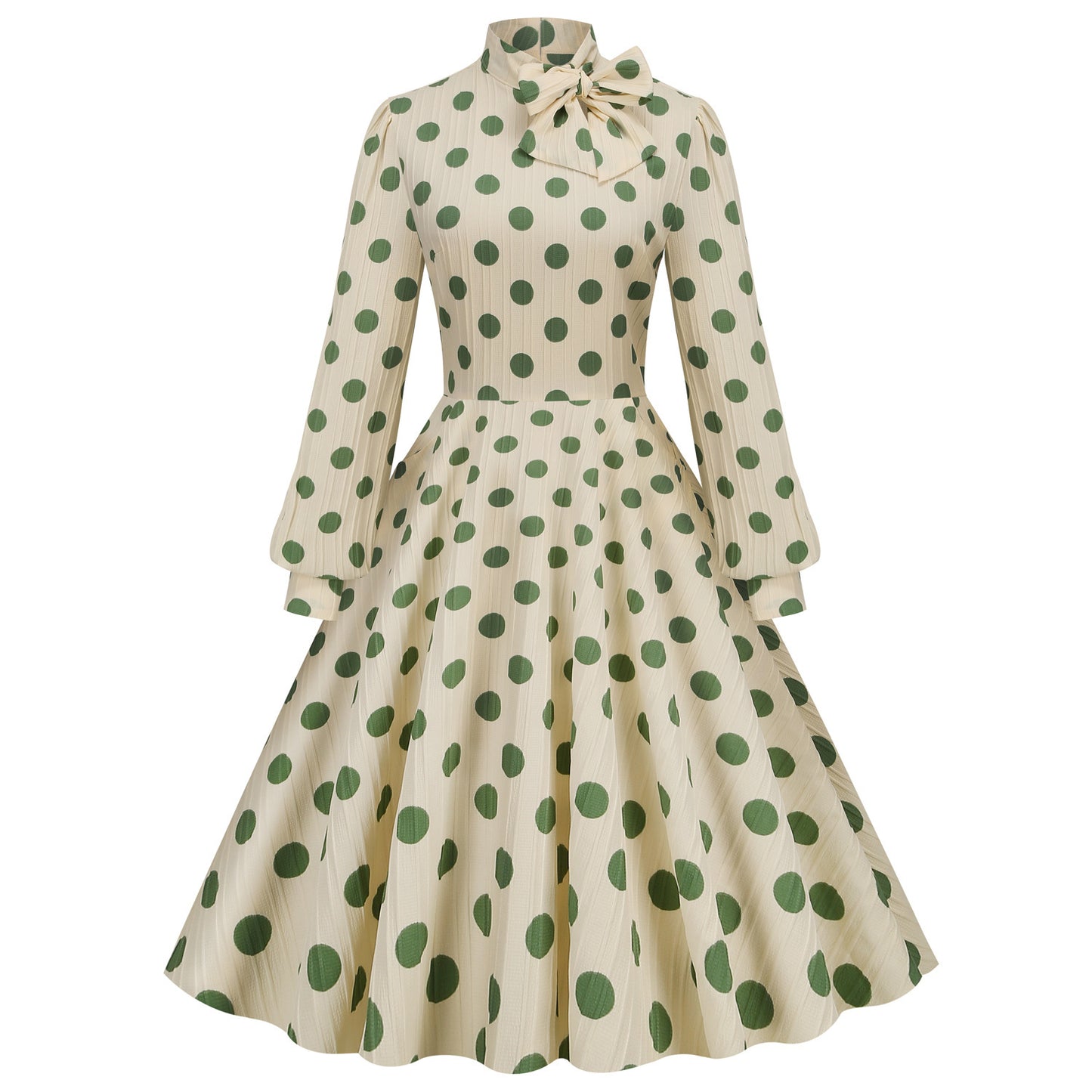 Women's Retro Dots Puff Sleeve Dress