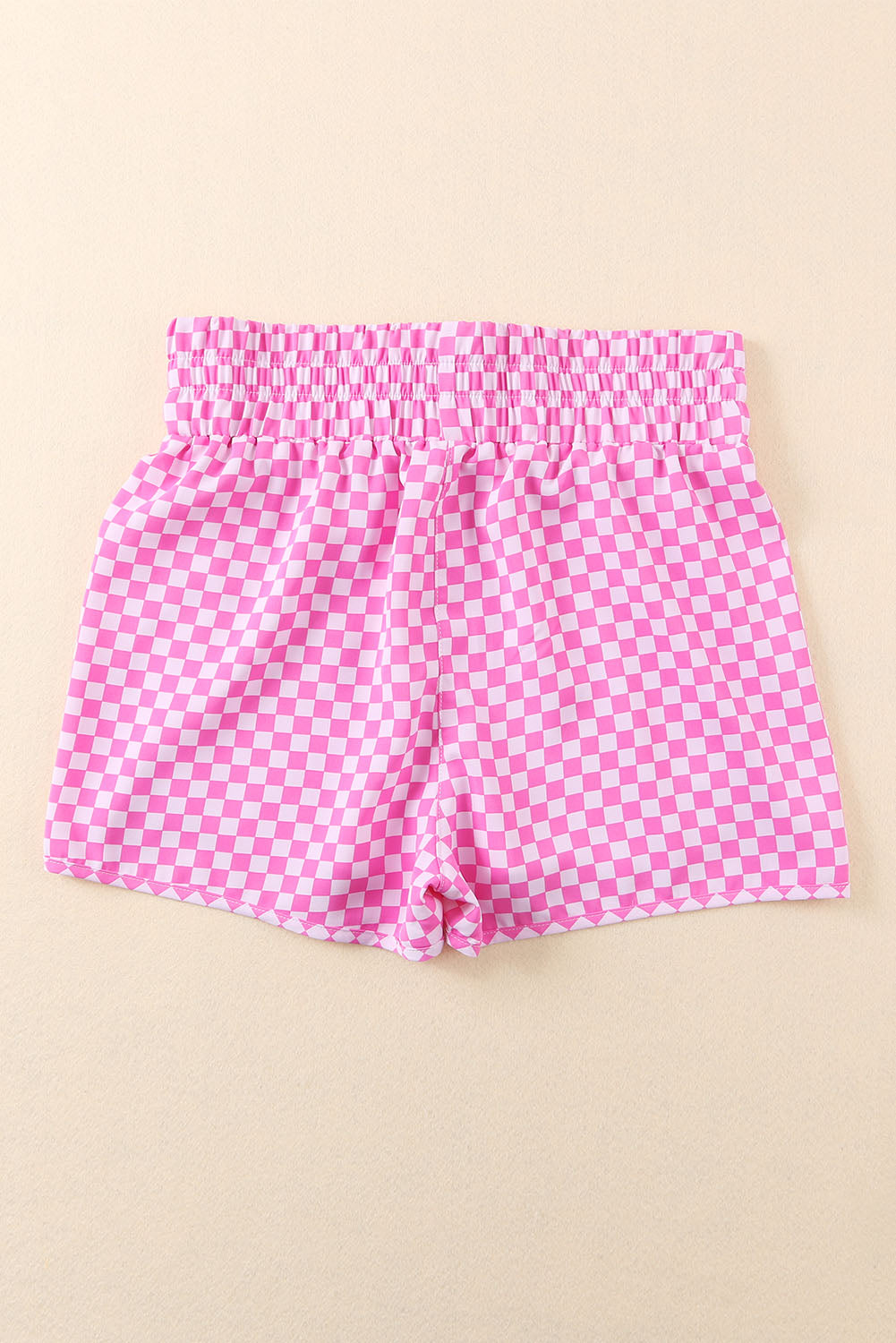 Short de sport taille haute à imprimé écossais rose