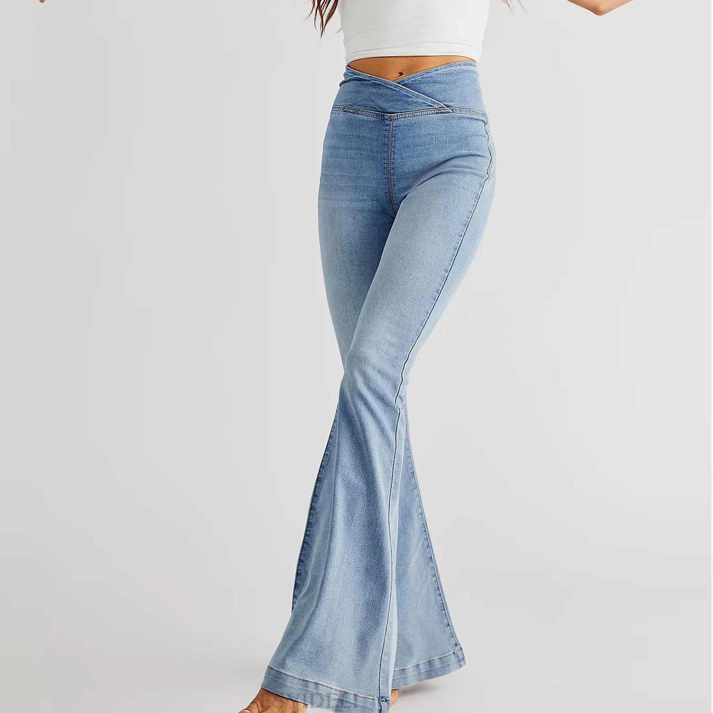 Women's Waist Irregular Slim-fit Slimming Stretch Denim Flared Pants