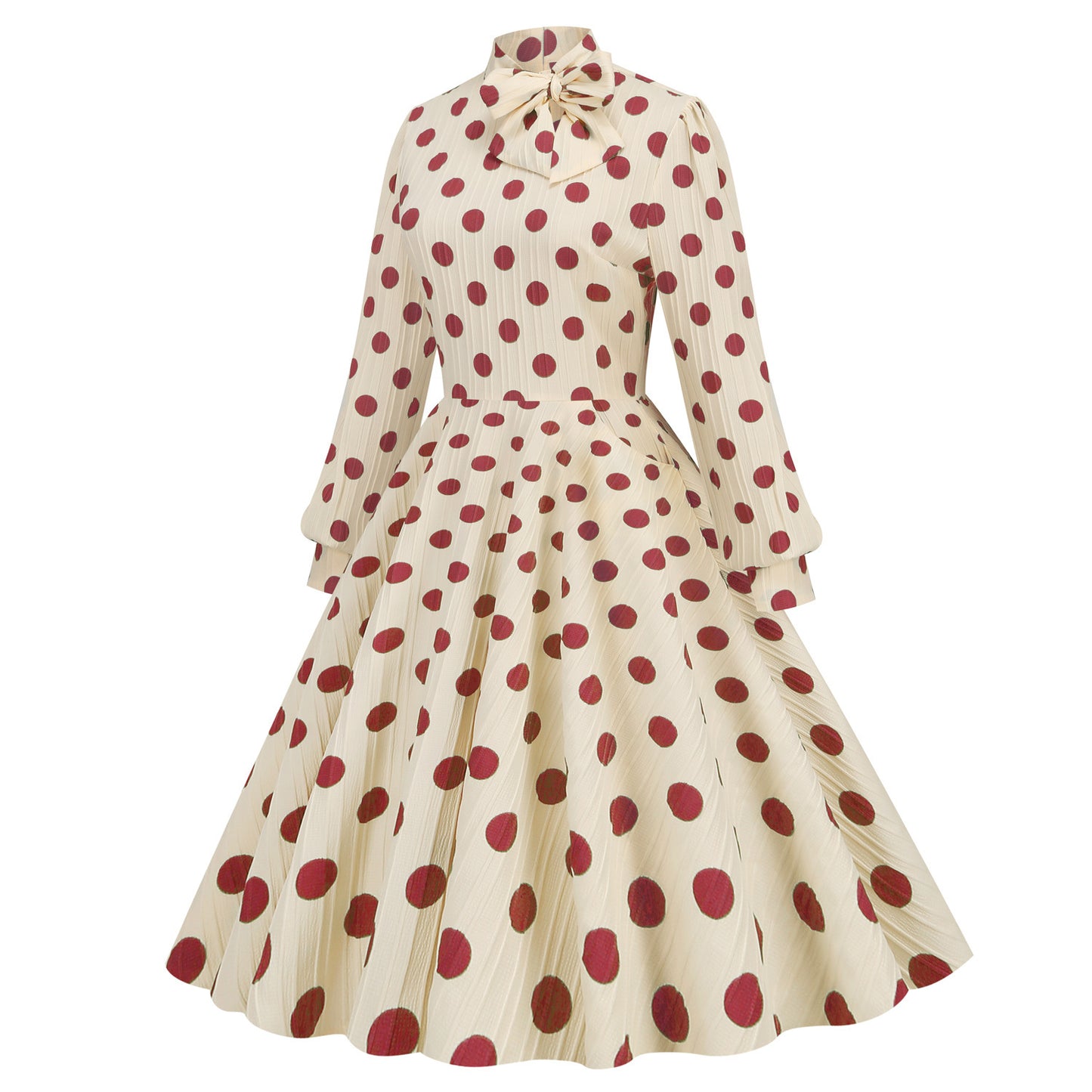 Women's Retro Dots Puff Sleeve Dress