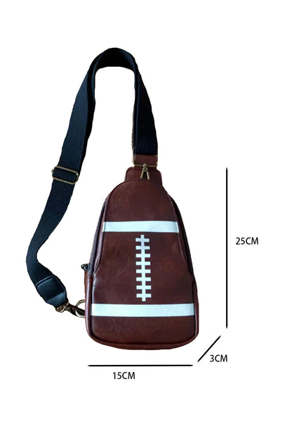 Mini bolso bandolera de PU Rugby marrón