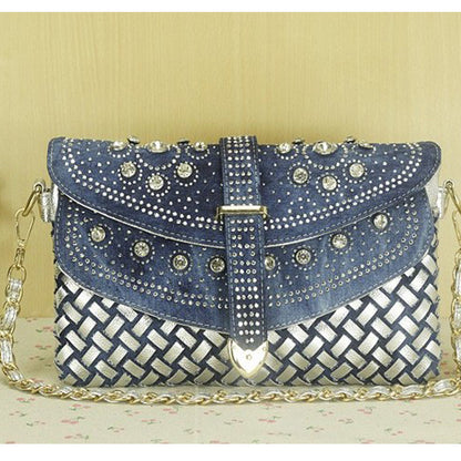 Bolso bandolera Diamond Denim con un solo hombro