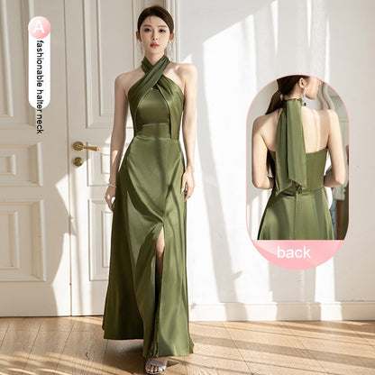 Champagne Satin Bridesmaid Dress For Women