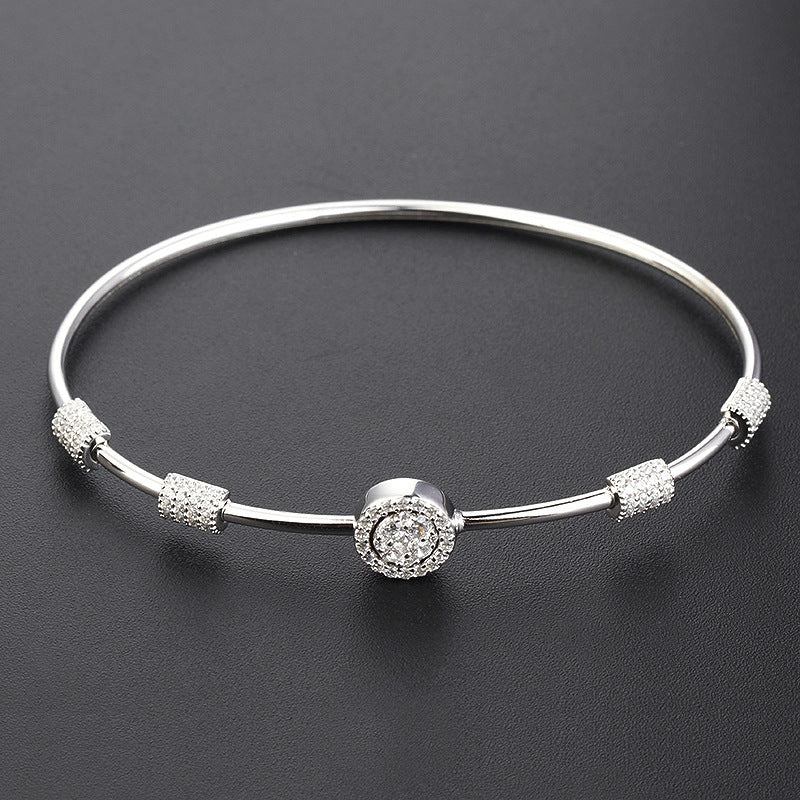 Women's Fashion Silver Zircon Stretch Bracelet